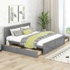 King Size Wooden Platform Bed with Four Storage Drawers and Support Legs