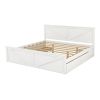 King Size Wooden Platform Bed with Four Storage Drawers and Support Legs