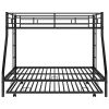 Twin over Full Bed with Sturdy Steel Frame, Bunk Bed with Twin Size Trundle, Two-Side Ladders