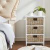 White Nightstand with 3 Drawers, Bedside Tables for Hallway, Accent End Table Bedroom, Dresser Storage Tower with Wood Top, Organizer Unit for Closets