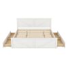 King Size Wooden Platform Bed with Four Storage Drawers and Support Legs