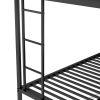 Twin over Full Bed with Sturdy Steel Frame, Bunk Bed with Twin Size Trundle, Two-Side Ladders