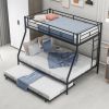 Twin over Full Bed with Sturdy Steel Frame, Bunk Bed with Twin Size Trundle, Two-Side Ladders