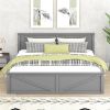 King Size Wooden Platform Bed with Four Storage Drawers and Support Legs