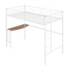 Twin Metal Bunk Bed with Desk;  Ladder and Guardrails;  Loft Bed for Bedroom