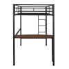 Twin Metal Bunk Bed with Desk;  Ladder and Guardrails;  Loft Bed for Bedroom