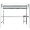 Twin Metal Bunk Bed with Desk;  Ladder and Guardrails;  Loft Bed for Bedroom