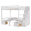 Full over Full Size Bunk Bed with staircase; the Down Bed can be Convertible to Seats and Table Set