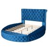 Full Size Round Shape Upholstery Low Profile Storage Platform Bed with Storage Space on both Sides and Footboard