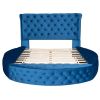 Full Size Round Shape Upholstery Low Profile Storage Platform Bed with Storage Space on both Sides and Footboard