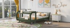 Twin Size Plane Shaped Platform Bed with Rotatable Propeller and Shelves