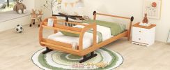 Twin Size Plane Shaped Platform Bed with Rotatable Propeller and Shelves