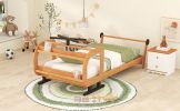 Twin Size Plane Shaped Platform Bed with Rotatable Propeller and Shelves
