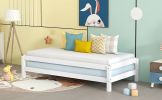 Solid Platform Bed Twin Size;  2 Twin Wood Bed Guest Bed Stackable Bed