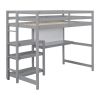 Twin Size Wooden Loft Bed with Shelves, Desk and Writing Board