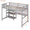 Twin Size Wooden Loft Bed with Shelves, Desk and Writing Board