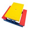 Kid Outdoor Picnic Table Set with Removable and Foldable Umbrella, Junior Activity Play Table with Bench, Multicolor