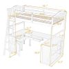 Twin size Loft Bed with Drawers;  Cabinet;  Shelves and Desk;  Wooden Loft Bed with Desk