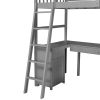 Twin size Loft Bed with Drawers;  Cabinet;  Shelves and Desk;  Wooden Loft Bed with Desk
