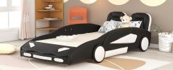 Twin Size Race Car-Shaped Platform Bed with Wheels