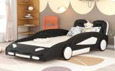 Twin Size Race Car-Shaped Platform Bed with Wheels