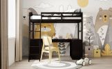 Twin size Loft Bed with Drawers;  Cabinet;  Shelves and Desk;  Wooden Loft Bed with Desk