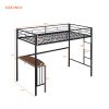 Twin Metal Bunk Bed with Desk;  Ladder and Guardrails;  Loft Bed for Bedroom