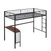 Twin Metal Bunk Bed with Desk;  Ladder and Guardrails;  Loft Bed for Bedroom