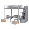Full over Full Size Bunk Bed with staircase; the Down Bed can be Convertible to Seats and Table Set