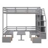 Full over Full Size Bunk Bed with staircase; the Down Bed can be Convertible to Seats and Table Set