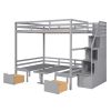 Full over Full Size Bunk Bed with staircase; the Down Bed can be Convertible to Seats and Table Set