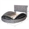 Full Size Round Shape Upholstery Low Profile Storage Platform Bed with Storage Space on both Sides and Footboard