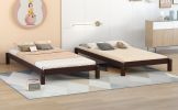Solid Platform Bed Twin Size;  2 Twin Wood Bed Guest Bed Stackable Bed