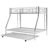Twin over Full Bed with Sturdy Steel Frame, Bunk Bed with Twin Size Trundle, Two-Side Ladders