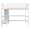 Full Size Loft Bed with Storage Shelves and Under-bed Desk
