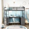 Twin size Loft Bed with Drawers;  Cabinet;  Shelves and Desk;  Wooden Loft Bed with Desk