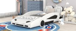 Twin Size Race Car-Shaped Platform Bed with Wheels