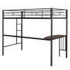 Twin Metal Bunk Bed with Desk;  Ladder and Guardrails;  Loft Bed for Bedroom