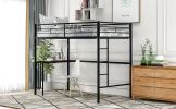 Twin Metal Bunk Bed with Desk;  Ladder and Guardrails;  Loft Bed for Bedroom