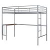 Twin Metal Bunk Bed with Desk;  Ladder and Guardrails;  Loft Bed for Bedroom