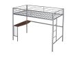 Twin Metal Bunk Bed with Desk;  Ladder and Guardrails;  Loft Bed for Bedroom