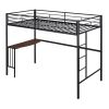 Twin Metal Bunk Bed with Desk;  Ladder and Guardrails;  Loft Bed for Bedroom