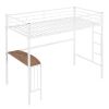 Twin Metal Bunk Bed with Desk;  Ladder and Guardrails;  Loft Bed for Bedroom