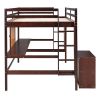 Twin size Loft Bed with Desk and Writing Board, Wooden Loft Bed with Desk & 2 Drawers Cabinet