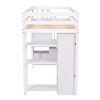 Twin size Loft Bed with Storage Drawers ,Desk and Stairs, Wooden Loft Bed with Shelves
