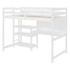 Twin Size Wooden Loft Bed with Shelves, Desk and Writing Board