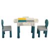 6-In-1 Multi Activity Plastic Table and 2 Chair Set;  Play Block Table with 71 PCS Compatible Big Building Bricks Toy for Toddlers;  Water Table;  Pla