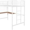 Twin Metal Loft Bed with Desk and Metal Grid