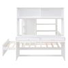Full size Loft Bed with a twin size Stand-alone bed, Shelves,Desk,and Wardrobe
