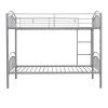 Twin Over Twin Metal Bunk Bed; Divided into Two Beds
